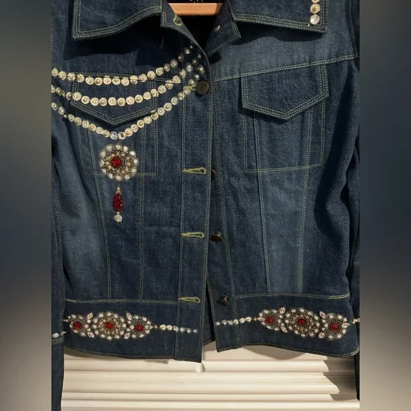 Unique Dark Denim Embellished Women’s Jacket by “a and me” - Picture 3 of 11